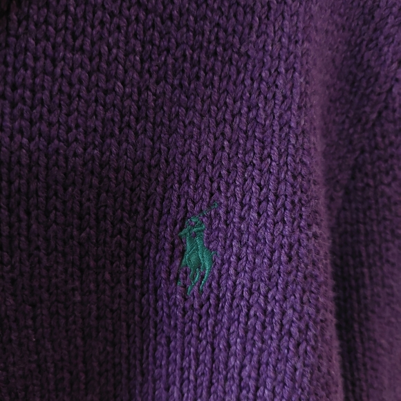 Polo by Ralph Lauren purple quarter zip sweater NWT 100% cotton msrp $115 Large - Picture 4 of 4